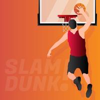 Jogador de basquete salta para ilustração de dunk vetor