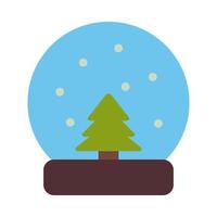 bola de neve de feliz natal com ícone de estilo plano de pinheiro vetor
