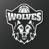 Vetor de mascote de basquete de lobos