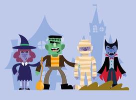 personagens de celebração de halloween vetor
