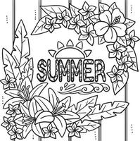 verão com flor coloração página para crianças vetor