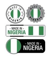 conjunto do fez dentro Nigéria rótulos, logotipo, Nigéria bandeira, Nigéria produtos emblema vetor