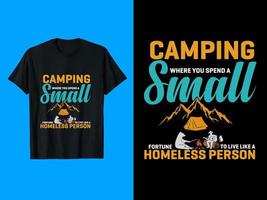 acampamento, tipografia, vetor camiseta Projeto