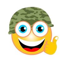vetor desenho animado do soldado emoji com polegares acima