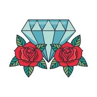 lindas rosas com diamante vetor