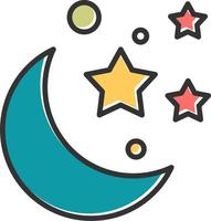 ícone de vetor de lua e estrelas