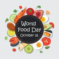 modelo e plano de fundo do cartaz do dia mundial da comida. vetor