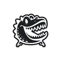 Preto e branco descomplicado logotipo com uma encantador alegre crocodilo. vetor