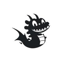Preto e branco leve logotipo com adorável alegre crocodilo. vetor