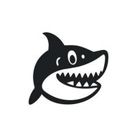 Preto e branco luz logotipo com uma doce alegre Tubarão. vetor