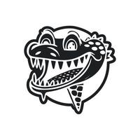 Preto e branco básico logotipo com uma encantador alegre crocodilo. vetor