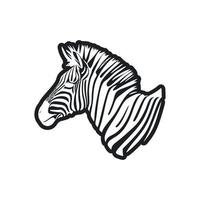 Preto e branco simples logotipo com adorável zebra vetor