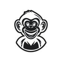 Preto e branco básico logotipo com a adorável e fofa macaco. vetor