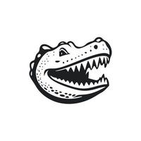 Preto e branco descomplicado logotipo com a adorável alegre crocodilo. vetor