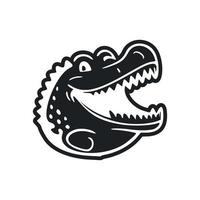 Preto e branco básico logotipo com uma fofa alegre crocodilo. vetor