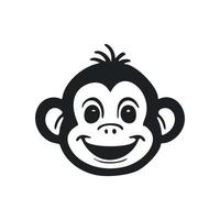 Preto e branco descomplicado logotipo com adorável e fofa macaco. vetor