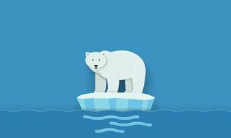 polar Urso em gelo floe Derretendo iceberg e global aquecimento vetor