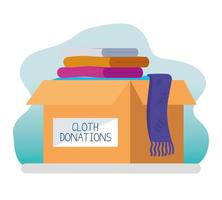 caridade e doação com pilha de roupas vetor