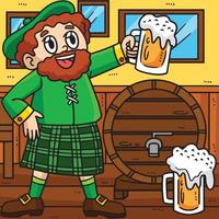 st. patricks dia homem bebendo Cerveja colori desenho animado vetor