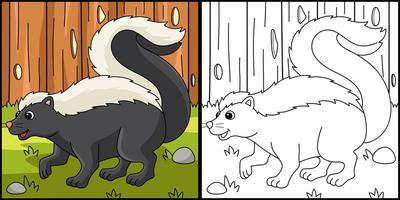 Skunk animal coloração página colori ilustração vetor