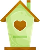vetor ilustração fofa verde de madeira Casa de passarinho, pequeno de madeira casa, Primavera ilustração