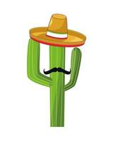 cacto planta mexicana com bigode e chapéu vetor