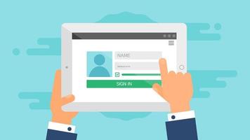 modelo da web do formulário de login para tablet vetor