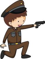 um policial doodle personagem de desenho animado isolado vetor