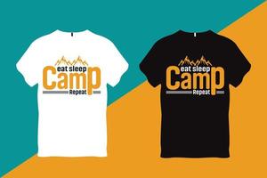 comer dormir acampamento repetir acampamento t camisa Projeto vetor