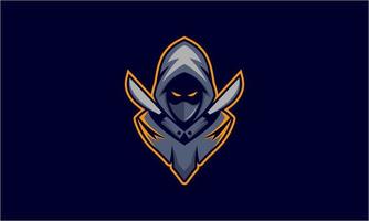 e-sport ninja mascote personagem logotipo vetor