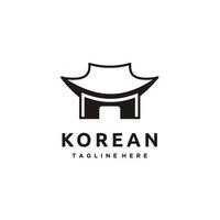 hanok tradicional coreano casa logotipo Projeto ícone vetor