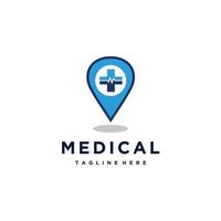 médico e saúde Cuidado ponto logotipo Projeto ícone vetor. mapas e localização para médico vetor