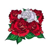 buquê de rosas de casamento desenhado à mão vetor