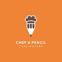 chefe de cozinha chapéu e lápis combinação, para cafeteria, Comida escritor blog restaurante receitas logotipo Projeto ícone vetor