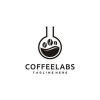 café laboratório laboratório copo e feijão logotipo vetor ícone ilustração