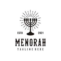 Hanukkah, menorah judaico velas reluzente. logotipo ícone vetor em branco fundo