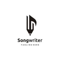 música escritor logotipo símbolo acorde e caneta simples símbolo vetor
