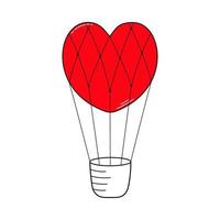 balão dentro a Formato do uma vermelho coração com uma cesta. vetor