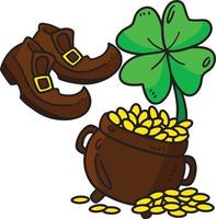 st. patricks duende sapatos Panela do ouro clipart vetor