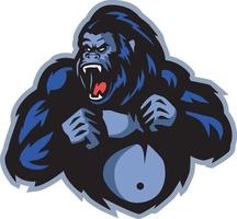 desenho animado Bravo gorila mascote rugindo vetor