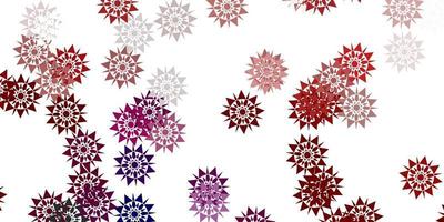 fundo vector vermelho claro com flocos de neve de Natal.