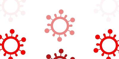 pano de fundo vector vermelho claro com símbolos de vírus.