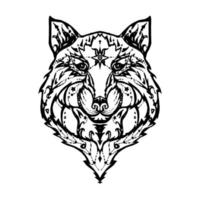 tatuagem de lobo selvagem vetor
