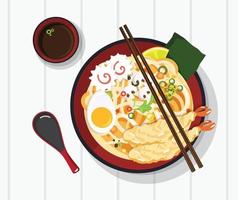 sopa tradicional chinesa com macarrão vetor