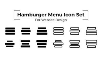 Hamburger cardápio ícone conjunto para local na rede Internet Projeto ativos vetor