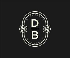 db letras iniciais modelo de logotipos de monograma de casamento, modelos modernos minimalistas e florais desenhados à mão para cartões de convite, salve a data, identidade elegante. vetor