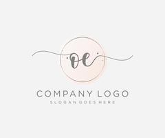 inicial oe logotipo feminino. utilizável para logotipos de natureza, salão, spa, cosméticos e beleza. elemento de modelo de design de logotipo de vetor plana.