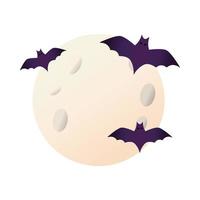 morcegos de halloween voando na lua vetor