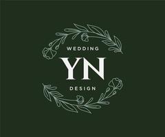 coleção de logotipos de monograma de casamento de letras iniciais yn, modelos modernos minimalistas e florais desenhados à mão para cartões de convite, salve a data, identidade elegante para restaurante, boutique, café em vetor