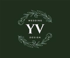 coleção de logotipos de monograma de casamento de letra de iniciais yv, modelos modernos minimalistas e florais desenhados à mão para cartões de convite, salve a data, identidade elegante para restaurante, boutique, café em vetor